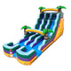 18' Tall Yellow Tropical Marble Double Bay Wet/Dry Inflatable Slide with Blower