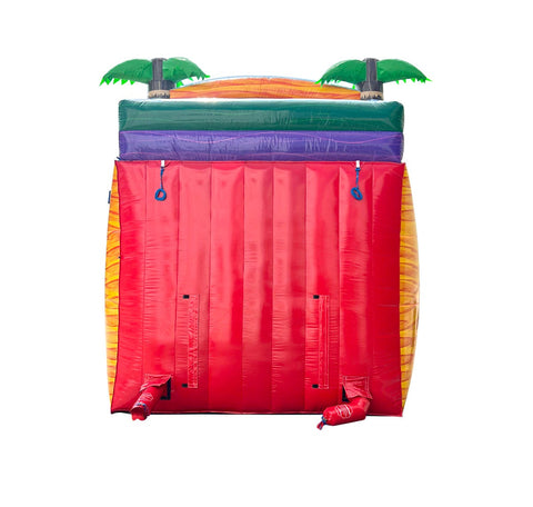 18' Tall Yellow Tropical Marble Double Bay Wet/Dry Inflatable Slide with Blower