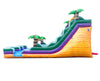Image of 18' Tall Yellow Tropical Marble Double Bay Wet/Dry Inflatable Slide with Blower