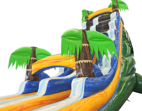 22' Tall Green Tropical Marble Wet/Dry Inflatable Slide with Blower