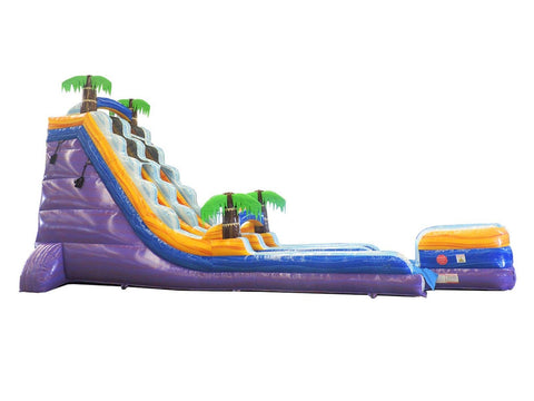 22' Tall Purple Tropical Marble Wet/Dry Inflatable Slide with Blower and Detachable Pool