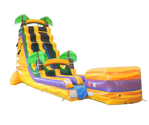 22' Tropical Yellow Marble Inflatable Water Slide with Blower