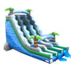 22' Tropical Marble Wave Dual Lane Inflatable Water Slide with Blower and Splash Pool
