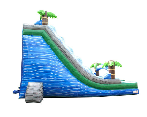 22' Tropical Marble Wave Dual Lane Inflatable Water Slide with Blower and Splash Pool