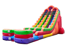 24' Tall Double Lane Rainbow Wet/Dry Inflatable Slide with Blower