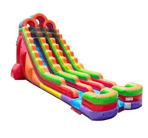 24' Tall Double Lane Rainbow Wet/Dry Inflatable Slide with Blower