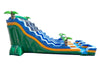Image of 24' Tropical Green Marble Double Bay Inflatable Water Slide with Blower