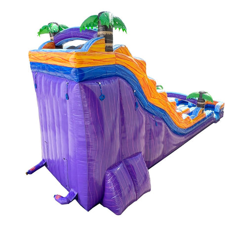 24' Tropical Purple Marble Double Bay Inflatable Water Slide with Blower