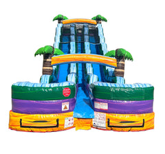 24' Tropical Yellow Marble Double Bay Inflatable Water Slide with Blower