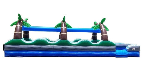 Buy Splash and Ride Slide Near Me 35' Tropical Marble Dual Lane Commercial Inflatable with Blower - Hook and loop fastener
