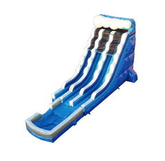 22' Blue Marble Wave Dual Lane Inflatable Water Slide with Blower and Splash Pool