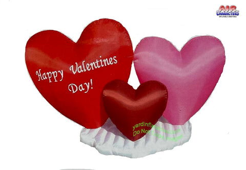 9' Air Blown Inflatable Valentines Day Heart Trio on Cloud