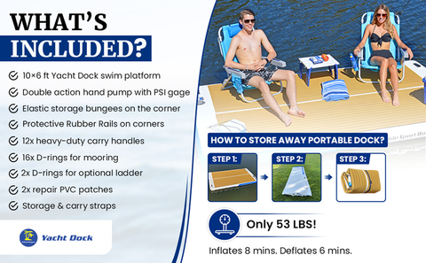 Yacht Dock 10 x 6 ft Inflatable Boat Dock Swim Platform