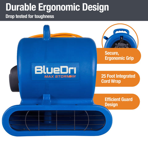 BlueDri BD-MS35 Max Storm 35 1/3 HP, 2900 CFM Mini Air Mover Blower Fan by B-Air