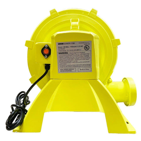 Zoom W6L 1.25 HP Backyard Inflatable Bounce House Blower – Side View with Power Cord and Switch
