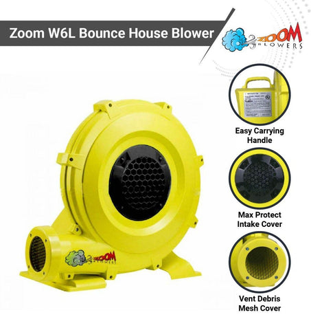 Zoom W6L 1.25 HP Backyard Inflatable Bounce House Blower – Waterproof Switch and 8 Foot Cord