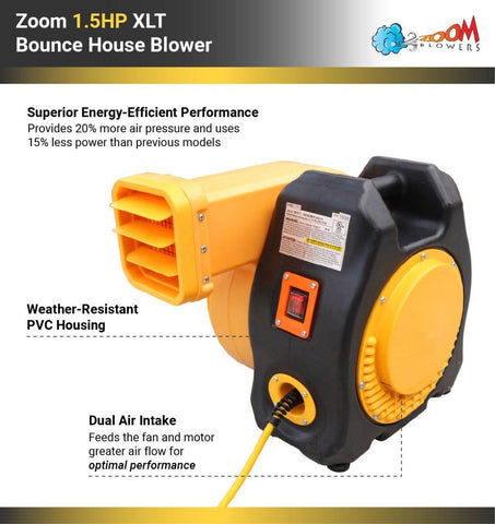 Key features of Zoom XLT 1.5 HP Commercial Inflatable Blower
