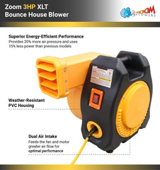 Zoom XLT 3 HP Inflatable Bounce House Blower - Heavy-Duty Air Pump